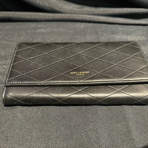 Saint Laurent Flap Quilted Lambskin Wallet Black - Picture 2 of 6
